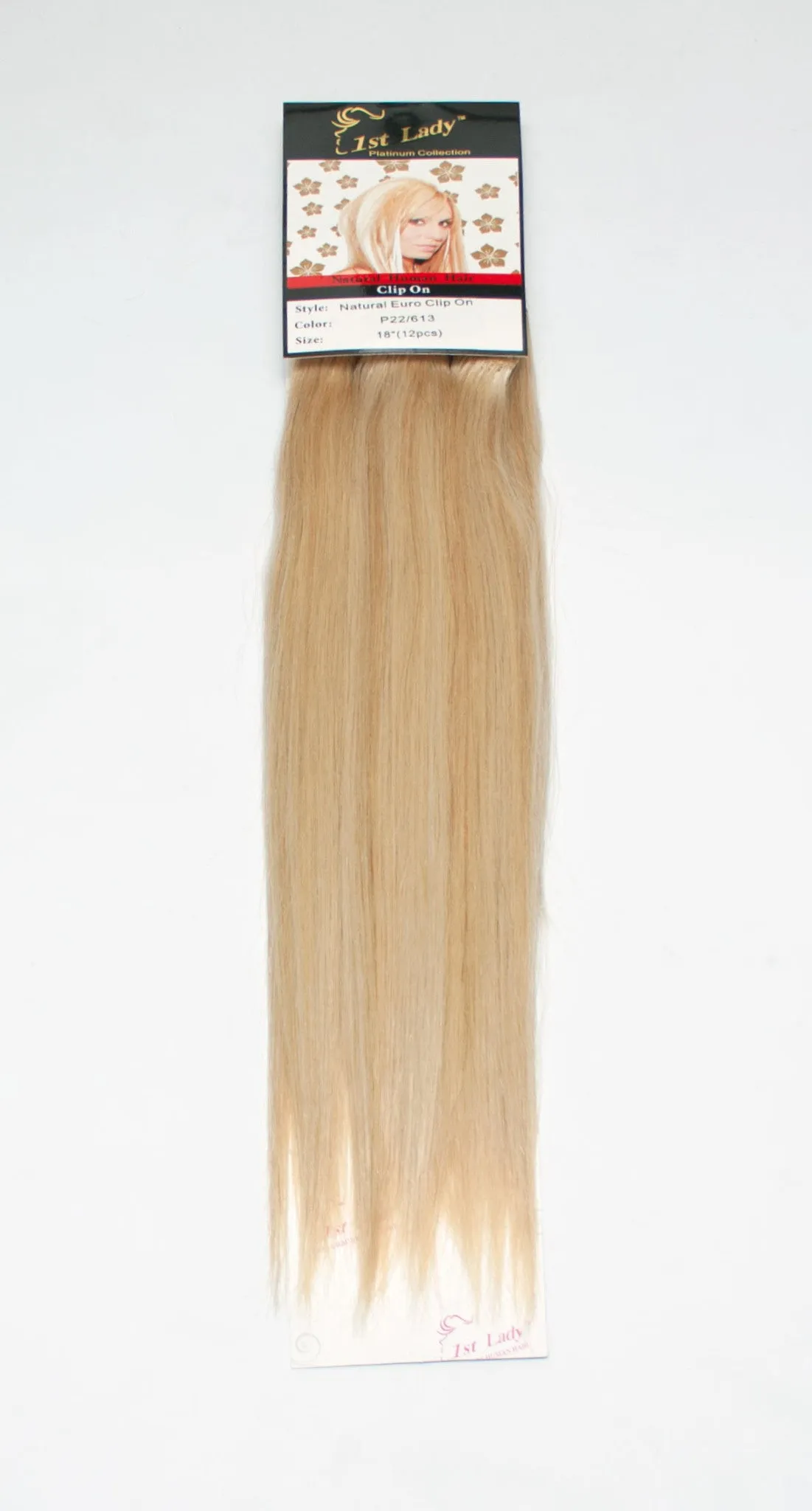 1st Lady Natural Euro Human Hair Blended Clip on Hair Extensions 18" (12Pcs)