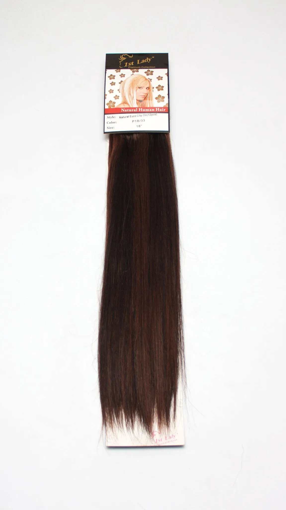 1st Lady Natural Euro Human Hair Blended Clip on Hair Extensions 18" (12Pcs)