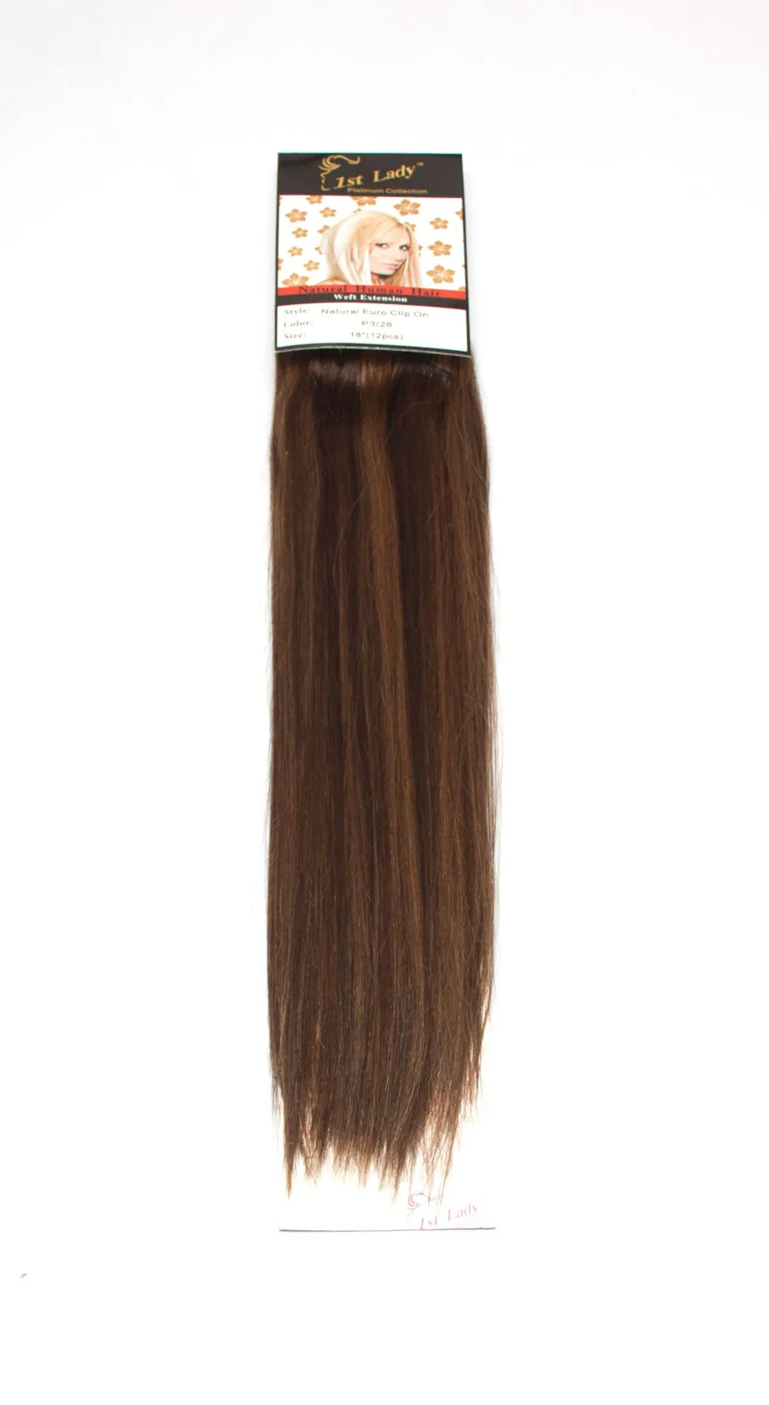 1st Lady Natural Euro Human Hair Blended Clip on Hair Extensions 18" (12Pcs)