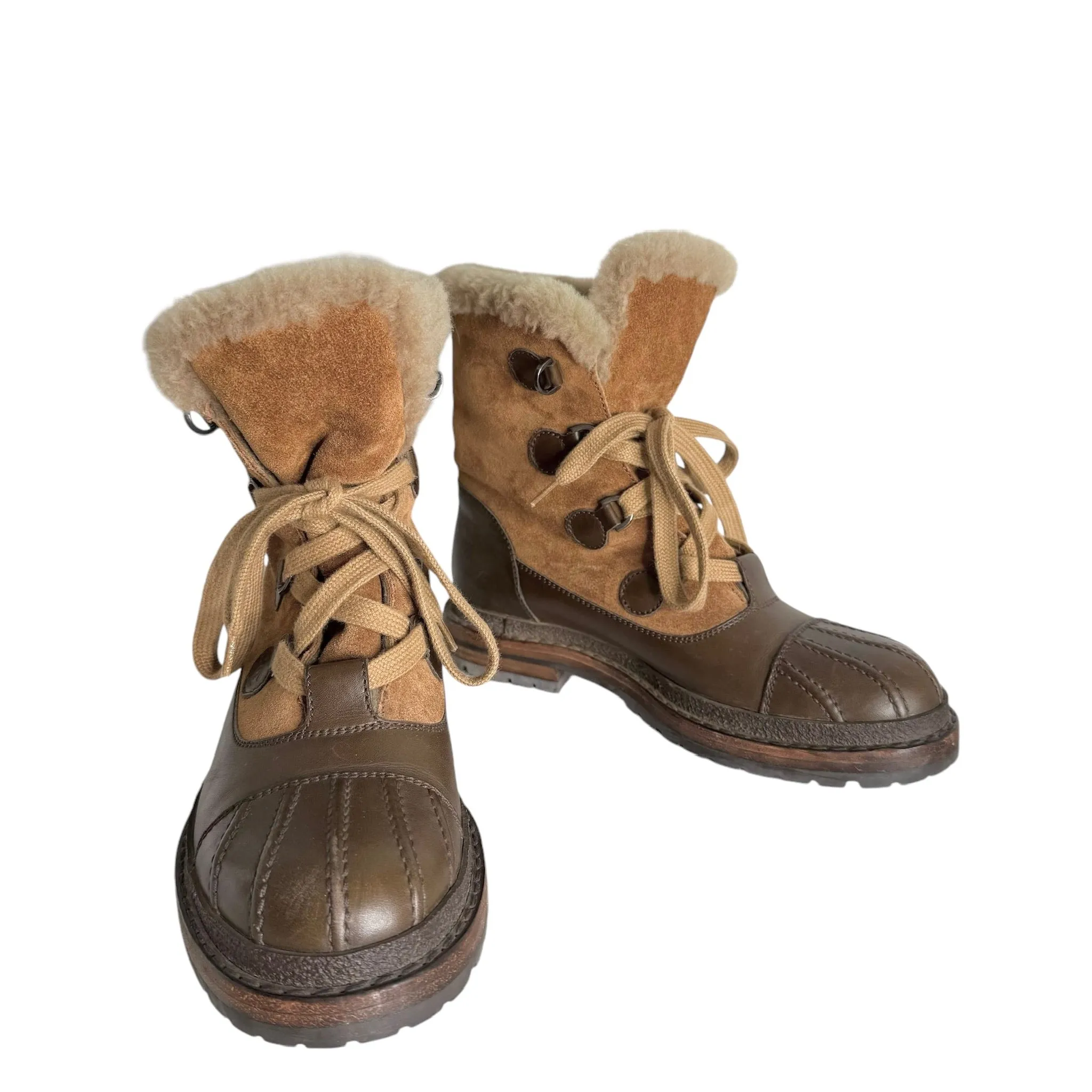 Brown Suede & Shearling Boots - 8