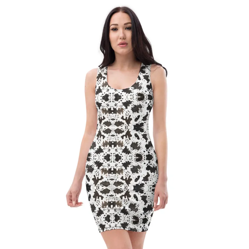Cow Print Women's Dress, Animal Print Long Tank Designer Sleeveless Dress-Made in USA/EU