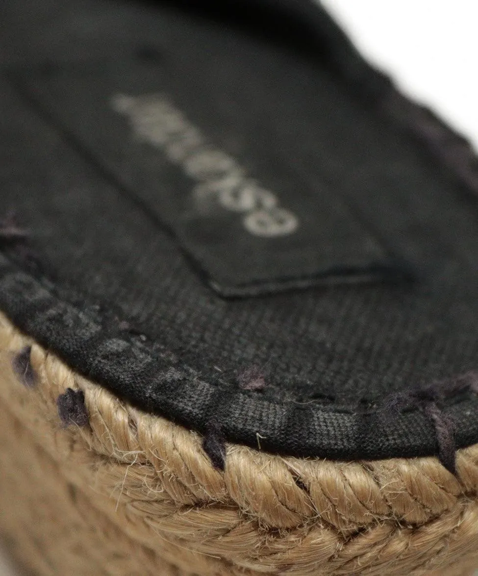 Eskandar Black Linen Espadrilles sz 10