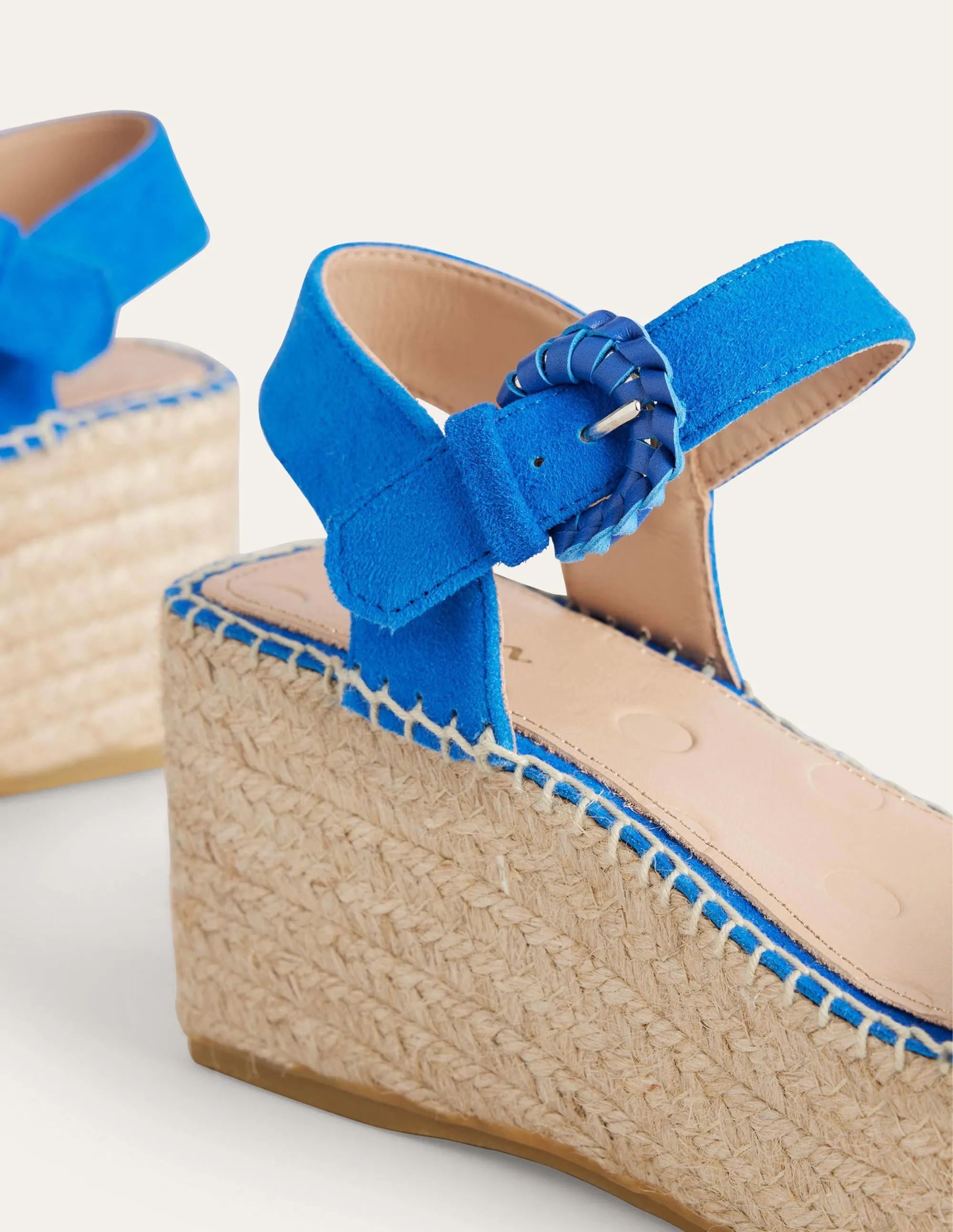 Espadrille Wedges-Blue Heron Suede