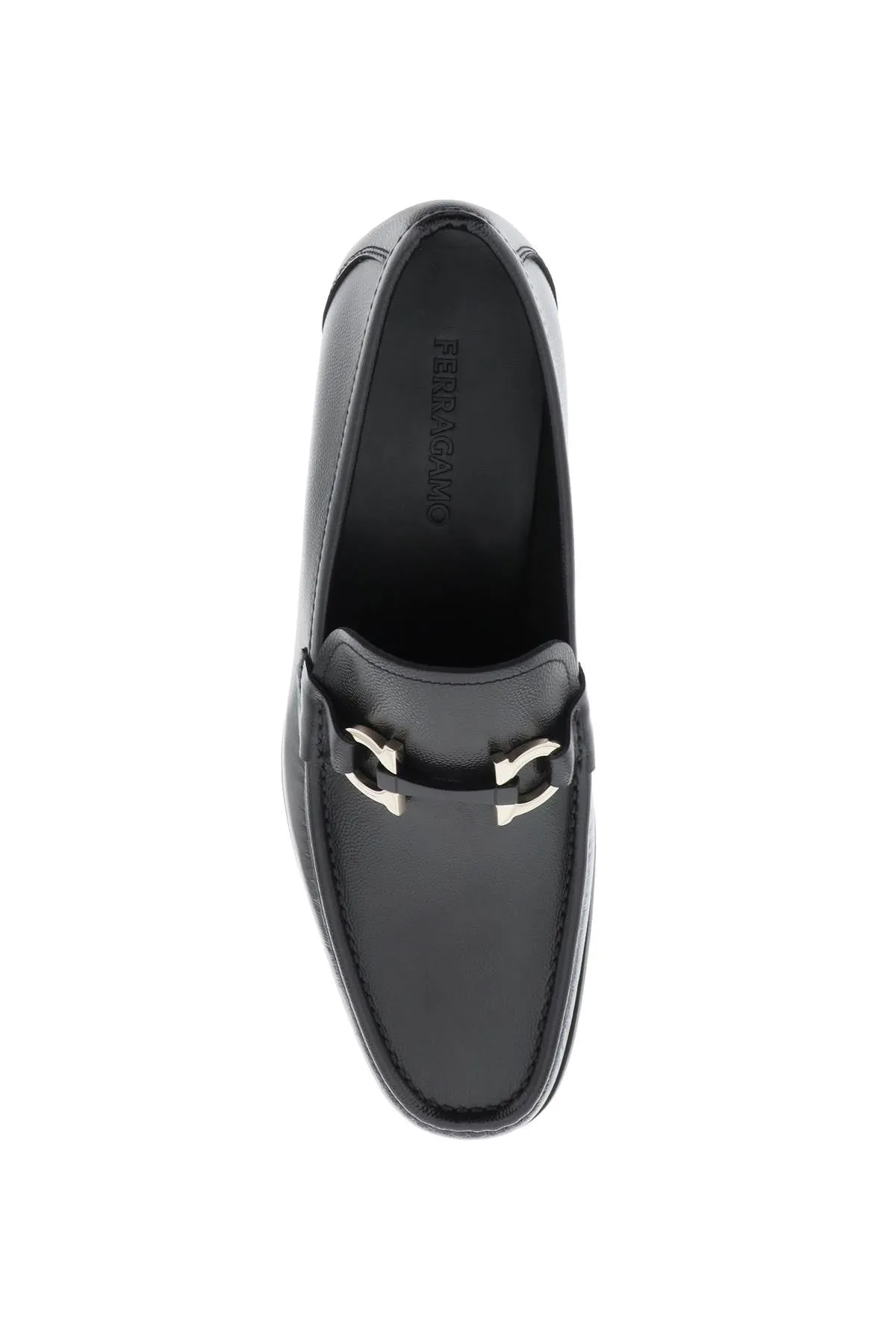 Ferragamo Men's Grained Leather Loafers with Gancini Hardware