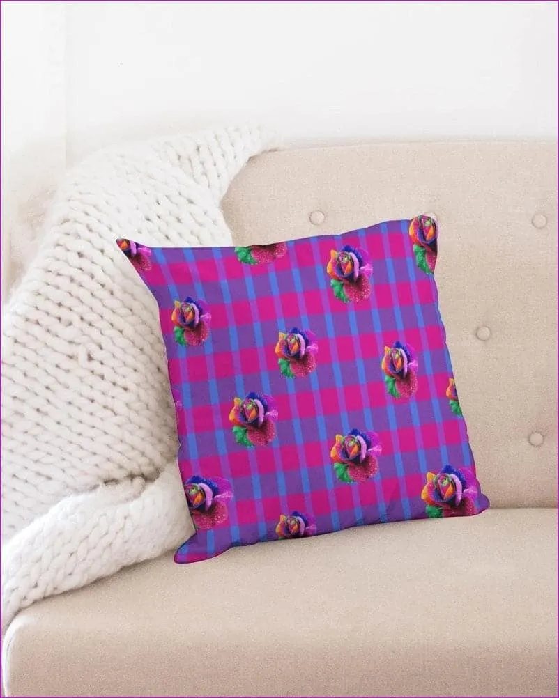 Floral Reign Plaid Throw Pillow Case 18"x18"