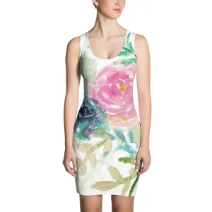 Mixed Flower Dress, Joyful Floral Rose Print Long Sleeveless Women's Dress - Made in USA (US Size: XS-XL)