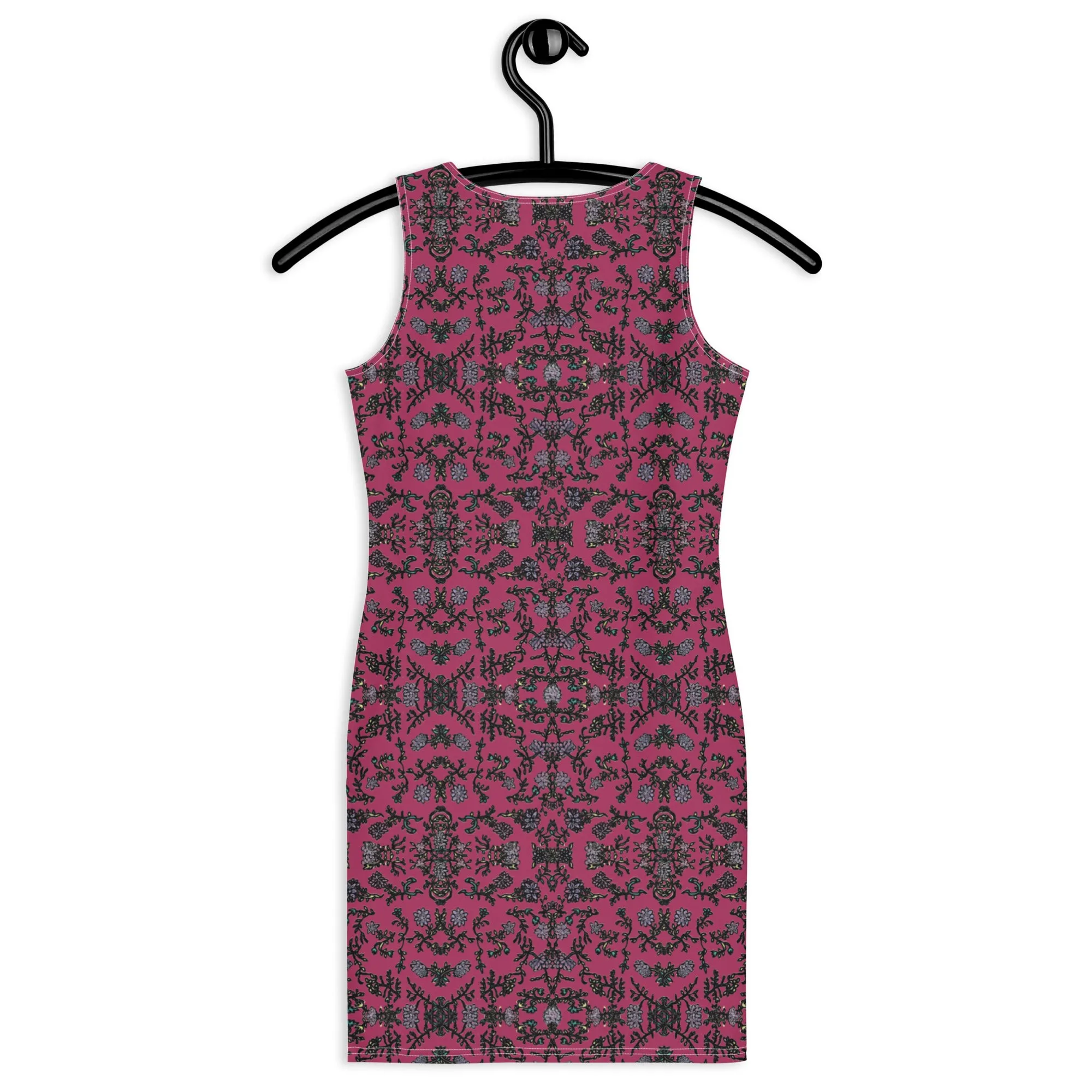 Pink Floral Print Women's Dress, Classic Elegant Women's Flower Print Sleeveless Dress- Made in USA/EU/MX