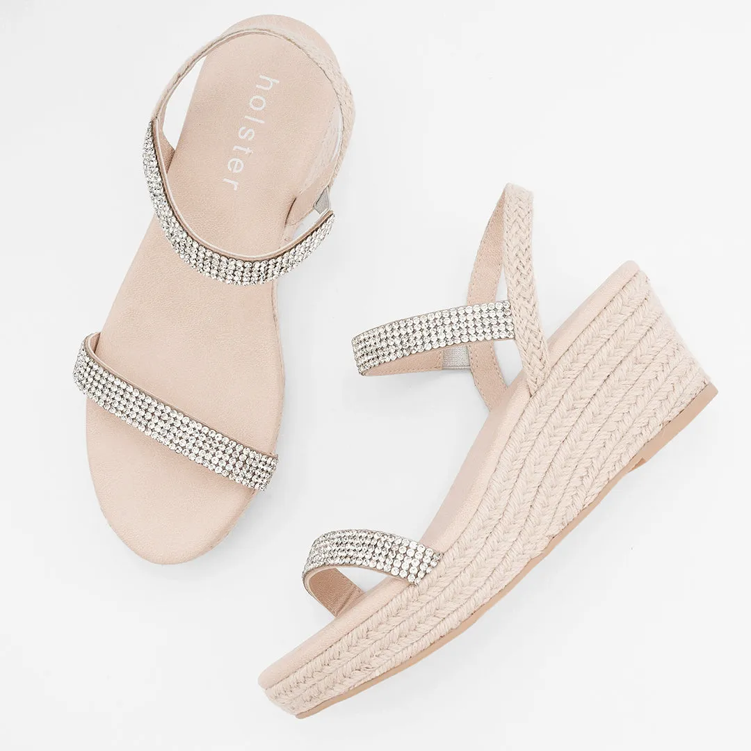 Revel Wedge & Beauty Espadrille  Bundle - Silver / Beige