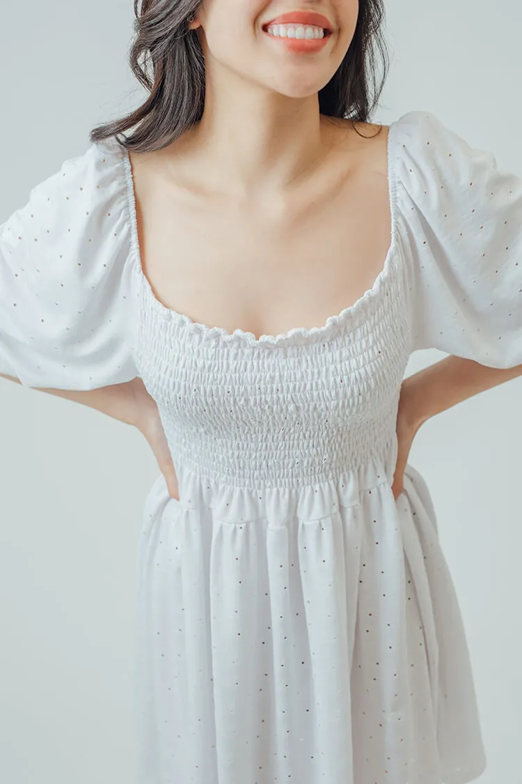 Trixie Square Neck Shirred Dress