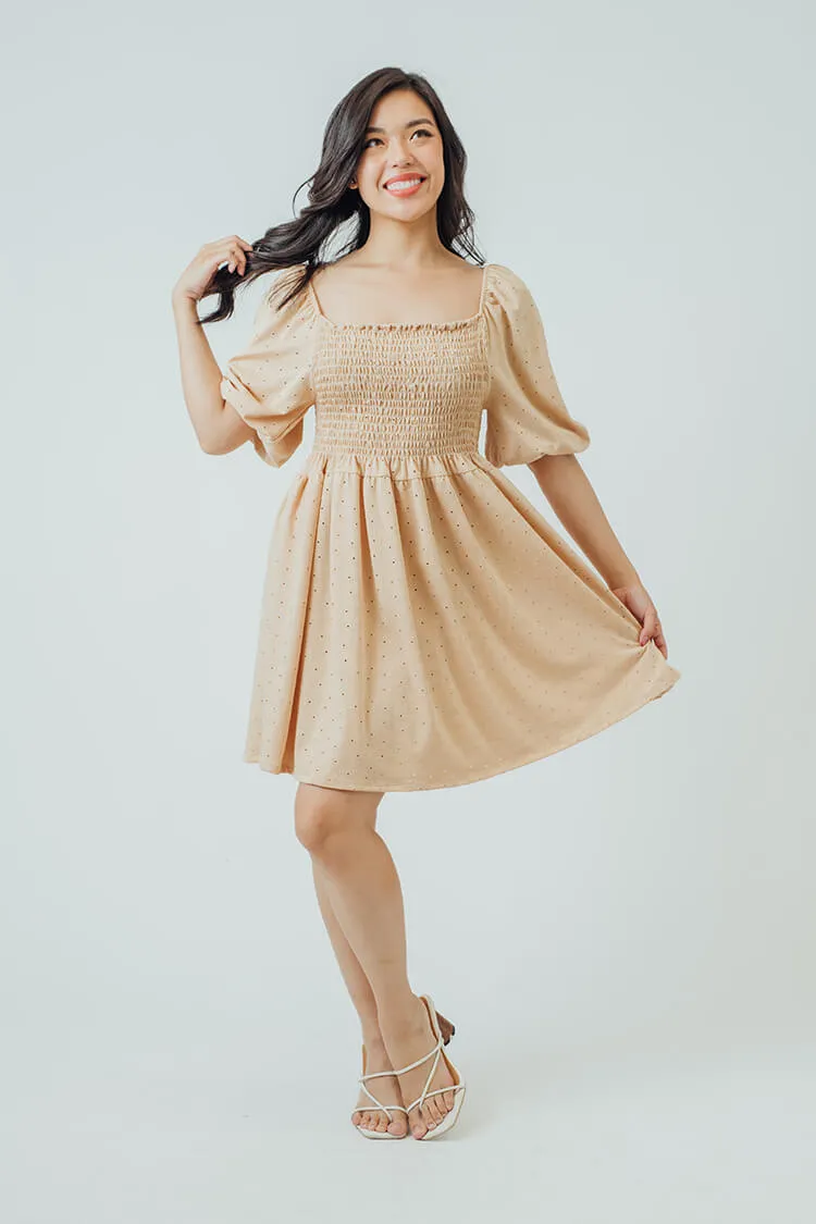 Trixie Square Neck Shirred Dress